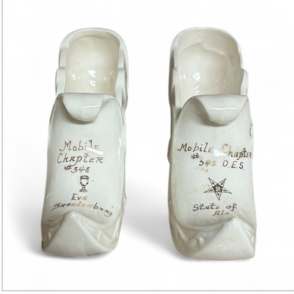Vintage Order Of The Eastern Star Mobile, AL  Chapter 2 Porcelain Souvenir Shoes